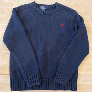 VINTAGE Polo Ralph Lauren Navy Cotton Sweater. Size Large; fits like a Medium